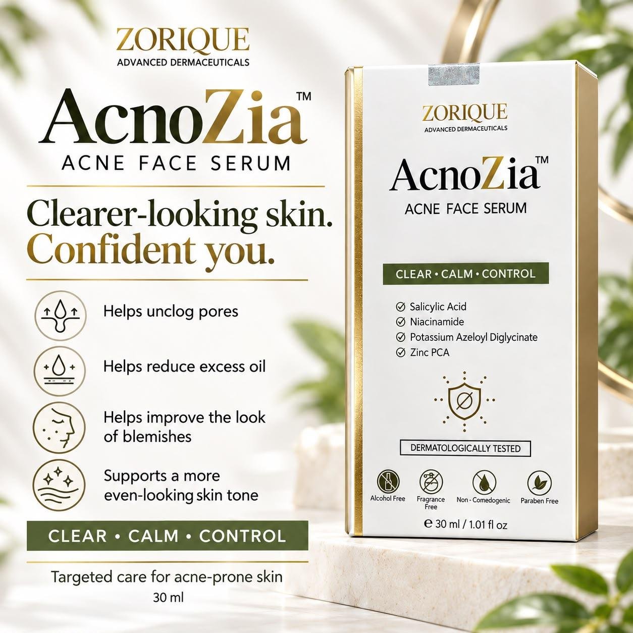 AcnoZia Acne Face Serum, 30 ml