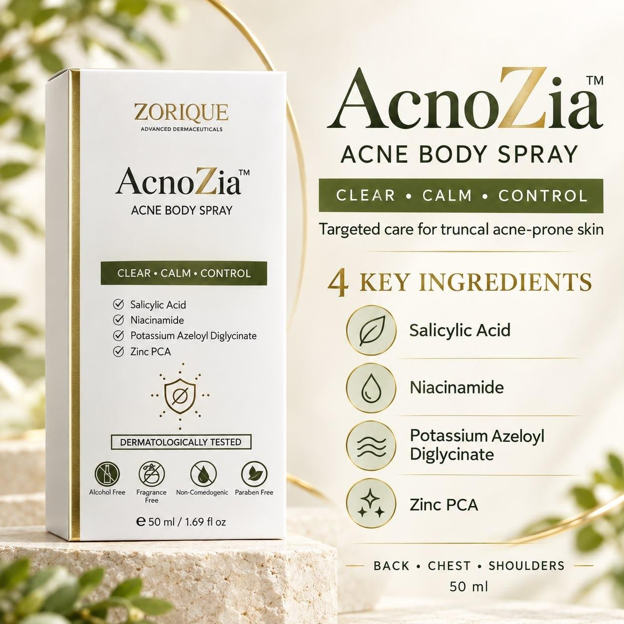 AcnoZia Acne Body Spray, 50 ml